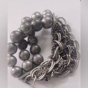 Gorgeous sliver tone bracelets with stretch.
